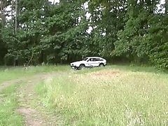 The cute babe get fucked by two big shlong